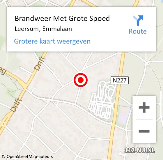 Locatie op kaart van de 112 melding: Brandweer Met Grote Spoed Naar Leersum, Emmalaan op 27 april 2018 01:16