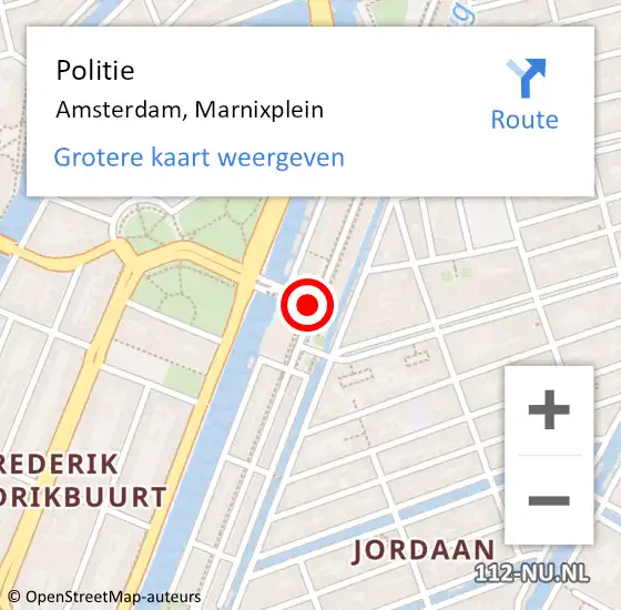 Locatie op kaart van de 112 melding: Politie Amsterdam, Marnixplein op 27 april 2018 01:34