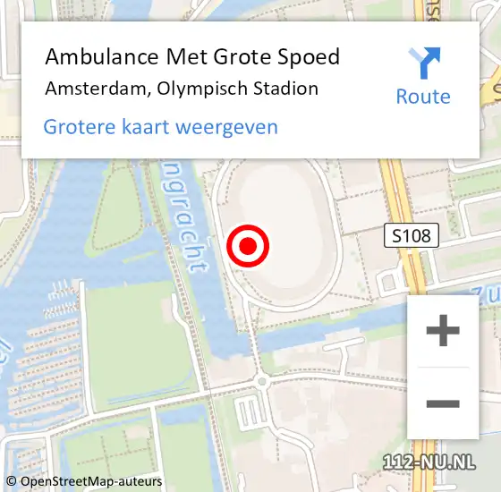 Locatie op kaart van de 112 melding: Ambulance Met Grote Spoed Naar Amsterdam, Olympisch Stadion op 27 april 2018 02:19