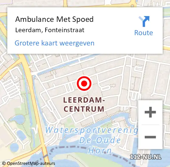 Locatie op kaart van de 112 melding: Ambulance Met Spoed Naar Leerdam, Fonteinstraat op 27 april 2018 02:28