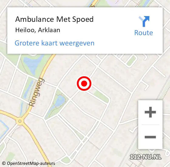 Locatie op kaart van de 112 melding: Ambulance Met Spoed Naar Heiloo, Arklaan op 27 april 2018 02:56