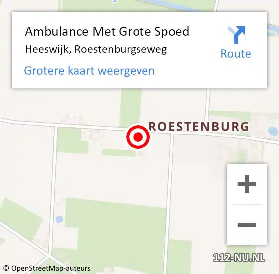 Locatie op kaart van de 112 melding: Ambulance Met Grote Spoed Naar Heeswijk, Roestenburgseweg op 27 april 2018 03:04