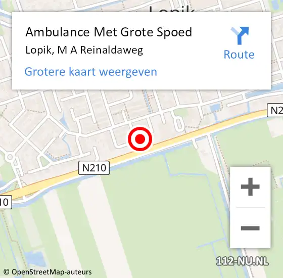 Locatie op kaart van de 112 melding: Ambulance Met Grote Spoed Naar Lopik, M A Reinaldaweg op 27 april 2018 03:17
