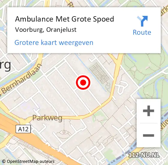 Locatie op kaart van de 112 melding: Ambulance Met Grote Spoed Naar Voorburg, Oranjelust op 27 april 2018 03:20