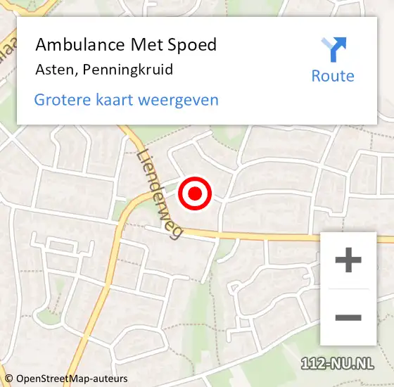 Locatie op kaart van de 112 melding: Ambulance Met Spoed Naar Asten, Penningkruid op 27 april 2018 03:26