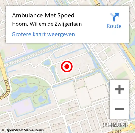 Locatie op kaart van de 112 melding: Ambulance Met Spoed Naar Hoorn, Willem de Zwijgerlaan op 27 april 2018 03:26