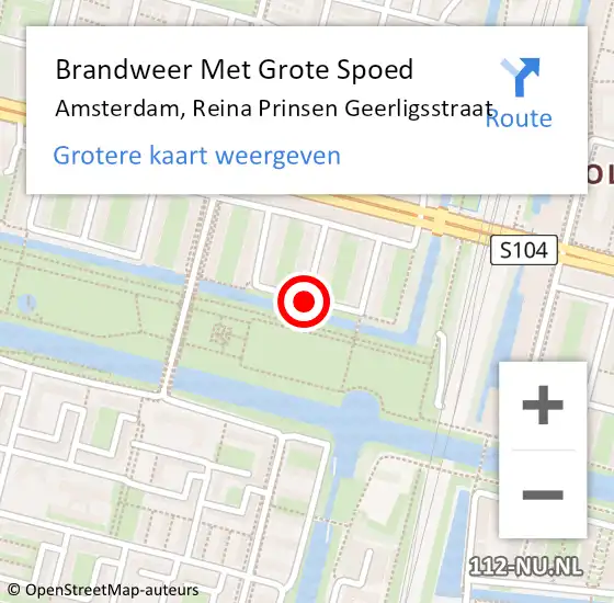 Locatie op kaart van de 112 melding: Brandweer Met Grote Spoed Naar Amsterdam, Reina Prinsen Geerligsstraat op 27 april 2018 03:32