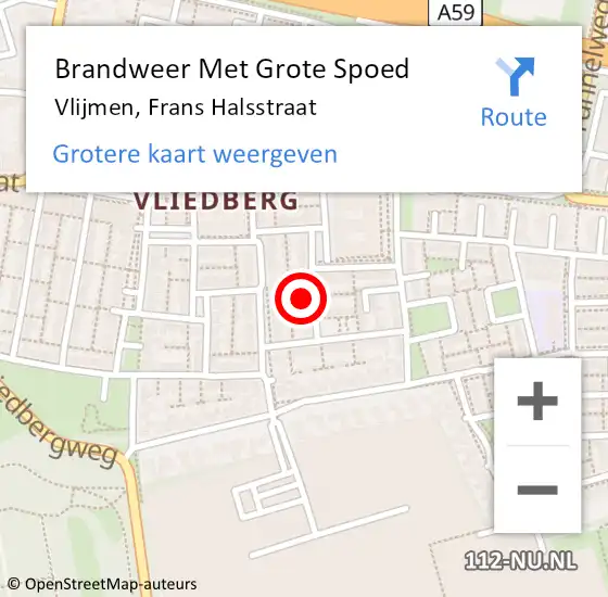 Locatie op kaart van de 112 melding: Brandweer Met Grote Spoed Naar Vlijmen, Frans Halsstraat op 27 april 2018 03:34