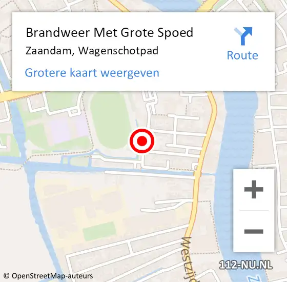 Locatie op kaart van de 112 melding: Brandweer Met Grote Spoed Naar Zaandam, Wagenschotpad op 27 april 2018 03:39