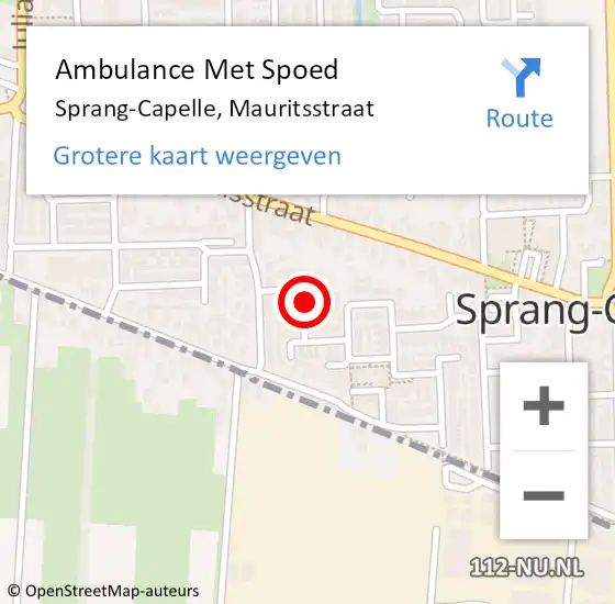 Locatie op kaart van de 112 melding: Ambulance Met Spoed Naar Sprang-Capelle, Mauritsstraat op 27 april 2018 03:45