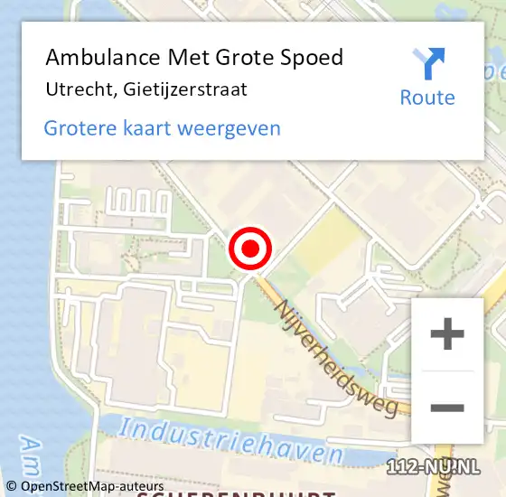 Locatie op kaart van de 112 melding: Ambulance Met Grote Spoed Naar Utrecht, Gietijzerstraat op 27 april 2018 04:25