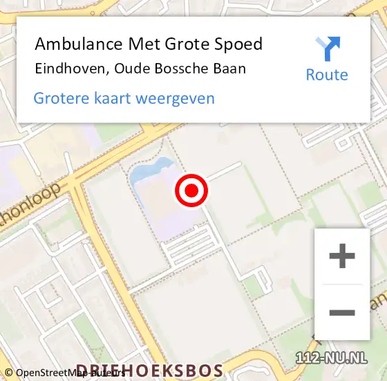 Locatie op kaart van de 112 melding: Ambulance Met Grote Spoed Naar Eindhoven, Oude Bossche Baan op 27 april 2018 04:39