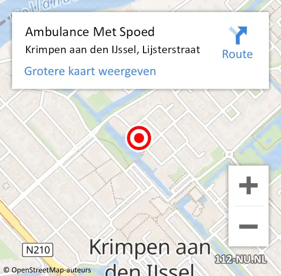 Locatie op kaart van de 112 melding: Ambulance Met Spoed Naar Krimpen aan den IJssel, Lijsterstraat op 27 april 2018 06:07
