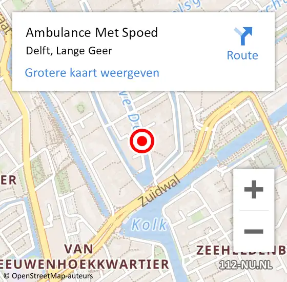 Locatie op kaart van de 112 melding: Ambulance Met Spoed Naar Delft, Lange Geer op 27 april 2018 06:13