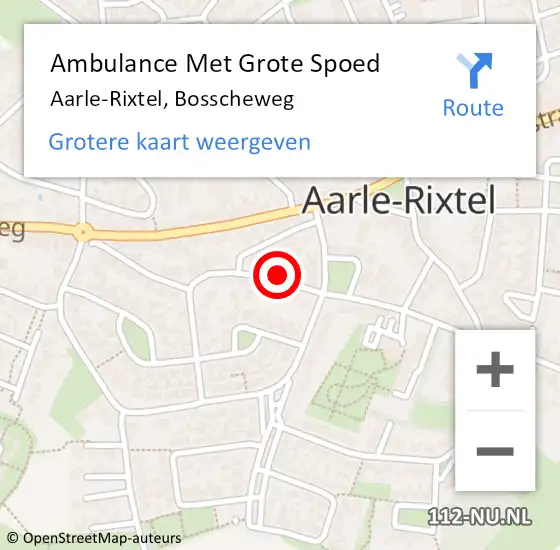 Locatie op kaart van de 112 melding: Ambulance Met Grote Spoed Naar Aarle-Rixtel, Bosscheweg op 27 april 2018 06:14