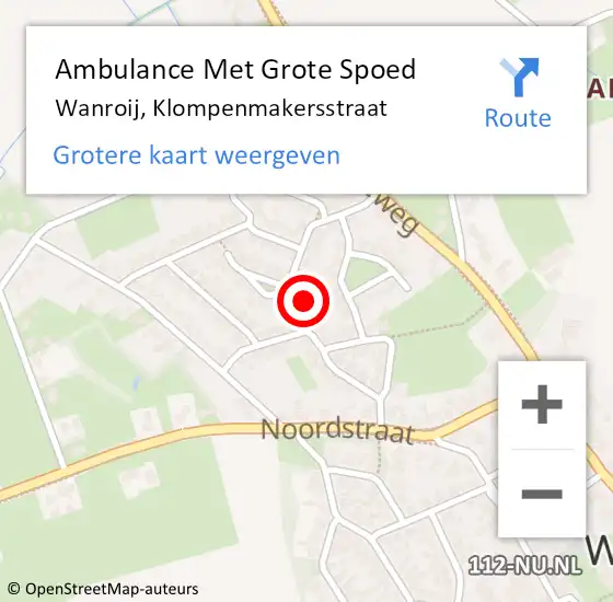 Locatie op kaart van de 112 melding: Ambulance Met Grote Spoed Naar Wanroij, Klompenmakersstraat op 27 april 2018 06:20