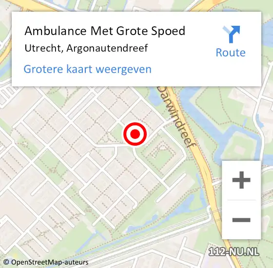 Locatie op kaart van de 112 melding: Ambulance Met Grote Spoed Naar Utrecht, Argonautendreef op 27 april 2018 06:20