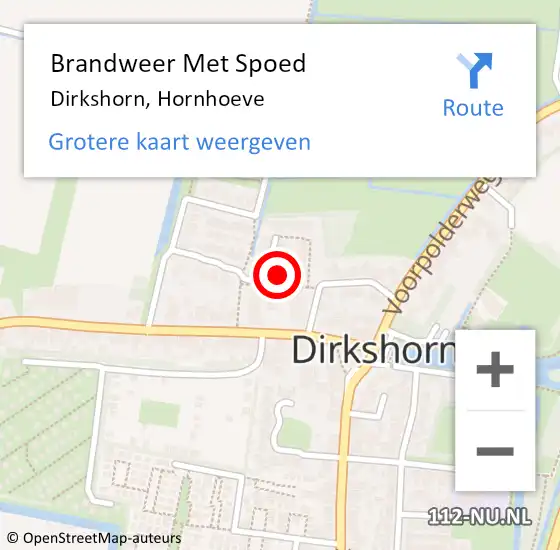 Locatie op kaart van de 112 melding: Brandweer Met Spoed Naar Dirkshorn, Hornhoeve op 27 april 2018 07:22