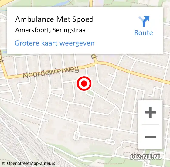 Locatie op kaart van de 112 melding: Ambulance Met Spoed Naar Amersfoort, Seringstraat op 27 april 2018 07:25