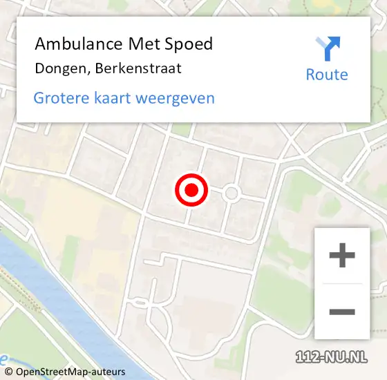 Locatie op kaart van de 112 melding: Ambulance Met Spoed Naar Dongen, Berkenstraat op 27 april 2018 08:46