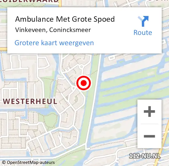 Locatie op kaart van de 112 melding: Ambulance Met Grote Spoed Naar Vinkeveen, Conincksmeer op 27 april 2018 08:49