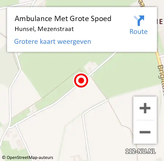 Locatie op kaart van de 112 melding: Ambulance Met Grote Spoed Naar Hunsel, Mezenstraat op 27 april 2018 09:14