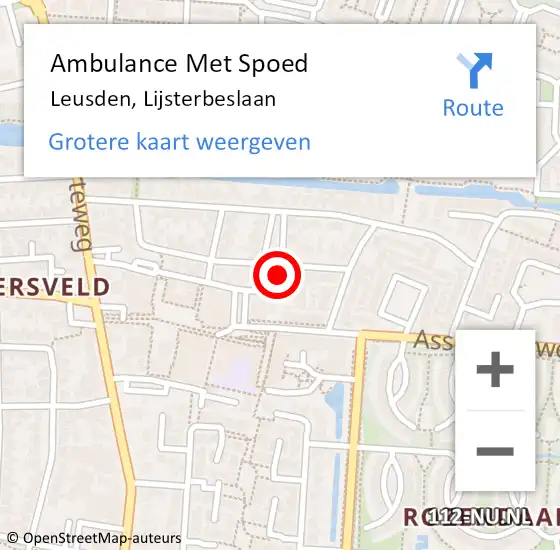 Locatie op kaart van de 112 melding: Ambulance Met Spoed Naar Leusden, Lijsterbeslaan op 27 april 2018 09:53