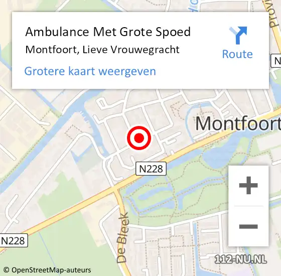 Locatie op kaart van de 112 melding: Ambulance Met Grote Spoed Naar Montfoort, Lieve Vrouwegracht op 27 april 2018 10:35