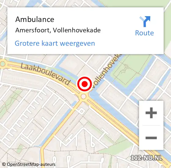 Locatie op kaart van de 112 melding: Ambulance Amersfoort, Vollenhovekade op 27 april 2018 11:18