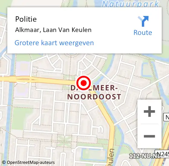 Locatie op kaart van de 112 melding: Politie Alkmaar, Laan Van Keulen op 27 april 2018 11:21