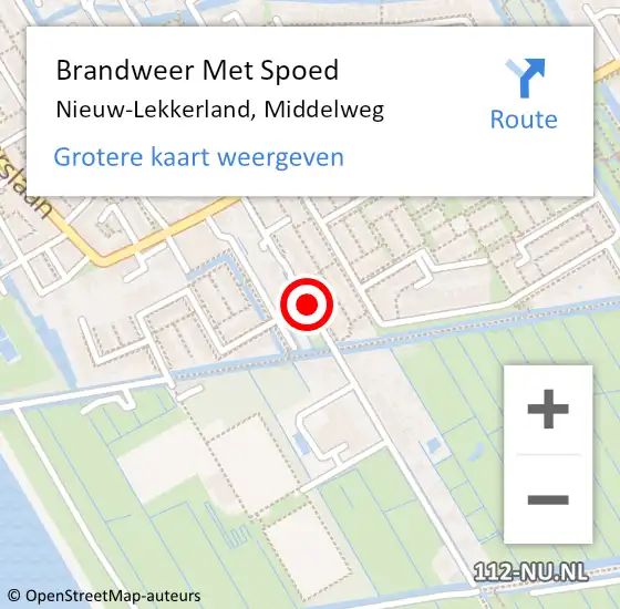 Locatie op kaart van de 112 melding: Brandweer Met Spoed Naar Nieuw-Lekkerland, Middelweg op 27 april 2018 11:35