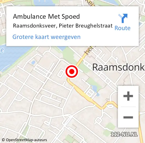 Locatie op kaart van de 112 melding: Ambulance Met Spoed Naar Raamsdonksveer, Pieter Breughelstraat op 27 april 2018 11:47