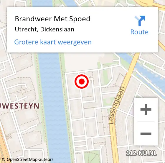 Locatie op kaart van de 112 melding: Brandweer Met Spoed Naar Utrecht, Dickenslaan op 27 april 2018 12:00