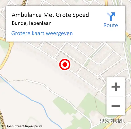 Locatie op kaart van de 112 melding: Ambulance Met Grote Spoed Naar Bunde, Iepenlaan op 23 februari 2014 14:29