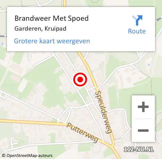 Locatie op kaart van de 112 melding: Brandweer Met Spoed Naar Garderen, Kruipad op 27 april 2018 13:09