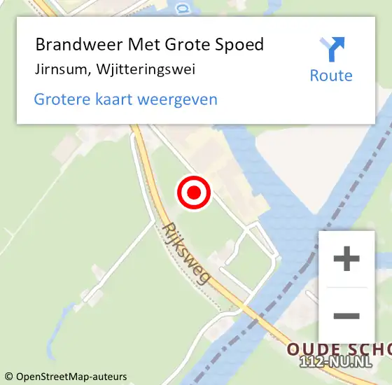 Locatie op kaart van de 112 melding: Brandweer Met Grote Spoed Naar Jirnsum, Wjitteringswei op 27 april 2018 13:13