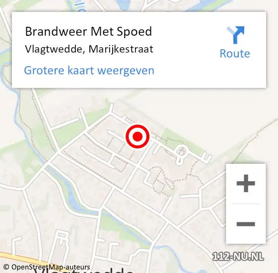 Locatie op kaart van de 112 melding: Brandweer Met Spoed Naar Vlagtwedde, Marijkestraat op 27 april 2018 13:14