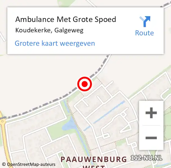 Locatie op kaart van de 112 melding: Ambulance Met Grote Spoed Naar Koudekerke, Galgeweg op 27 april 2018 15:02