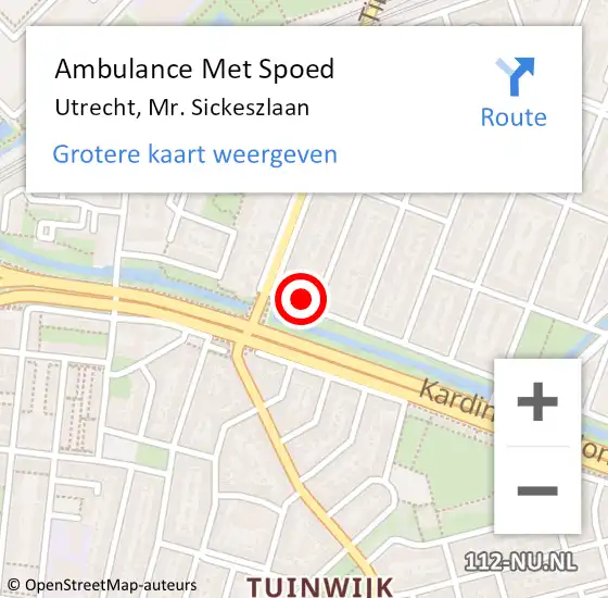 Locatie op kaart van de 112 melding: Ambulance Met Spoed Naar Utrecht, Mr. Sickeszlaan op 27 april 2018 16:12