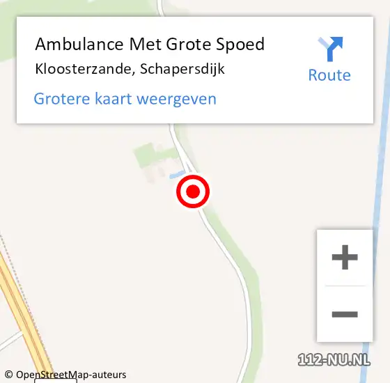 Locatie op kaart van de 112 melding: Ambulance Met Grote Spoed Naar Kloosterzande, Schapersdijk op 23 februari 2014 14:55