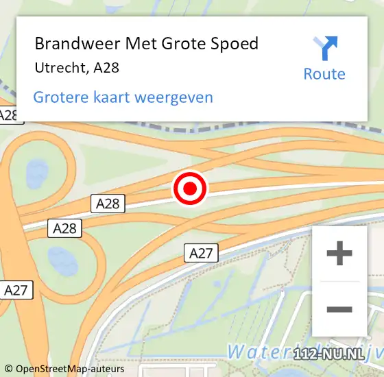 Locatie op kaart van de 112 melding: Brandweer Met Grote Spoed Naar Utrecht, A28 op 27 april 2018 16:36