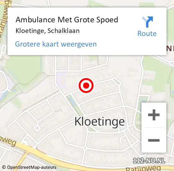 Locatie op kaart van de 112 melding: Ambulance Met Grote Spoed Naar Kloetinge, Schalklaan op 27 april 2018 16:59