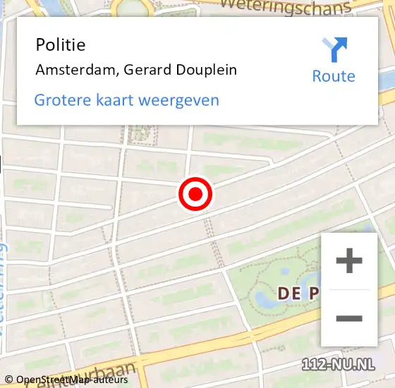 Locatie op kaart van de 112 melding: Politie Amsterdam, Gerard Douplein op 27 april 2018 17:36