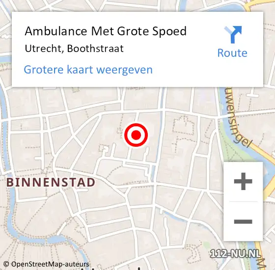 Locatie op kaart van de 112 melding: Ambulance Met Grote Spoed Naar Utrecht, Boothstraat op 27 april 2018 17:41