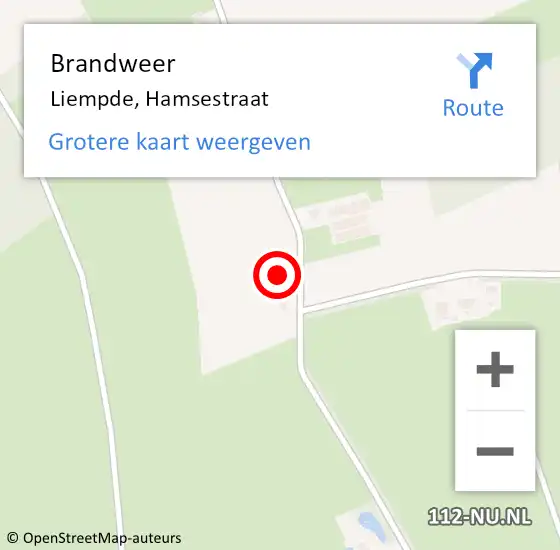 Locatie op kaart van de 112 melding: Brandweer Liempde, Hamsestraat op 27 april 2018 17:52