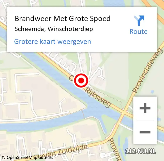 Locatie op kaart van de 112 melding: Brandweer Met Grote Spoed Naar Scheemda, Winschoterdiep op 27 april 2018 18:00
