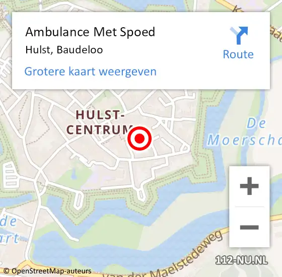 Locatie op kaart van de 112 melding: Ambulance Met Spoed Naar Hulst, Baudeloo op 27 april 2018 18:07