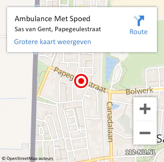 Locatie op kaart van de 112 melding: Ambulance Met Spoed Naar Sas van Gent, Papegeulestraat op 27 april 2018 18:30