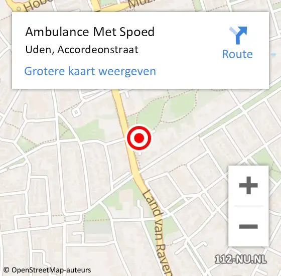 Locatie op kaart van de 112 melding: Ambulance Met Spoed Naar Uden, Accordeonstraat op 27 april 2018 18:48