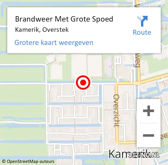 Locatie op kaart van de 112 melding: Brandweer Met Grote Spoed Naar Kamerik, Overstek op 27 april 2018 18:51